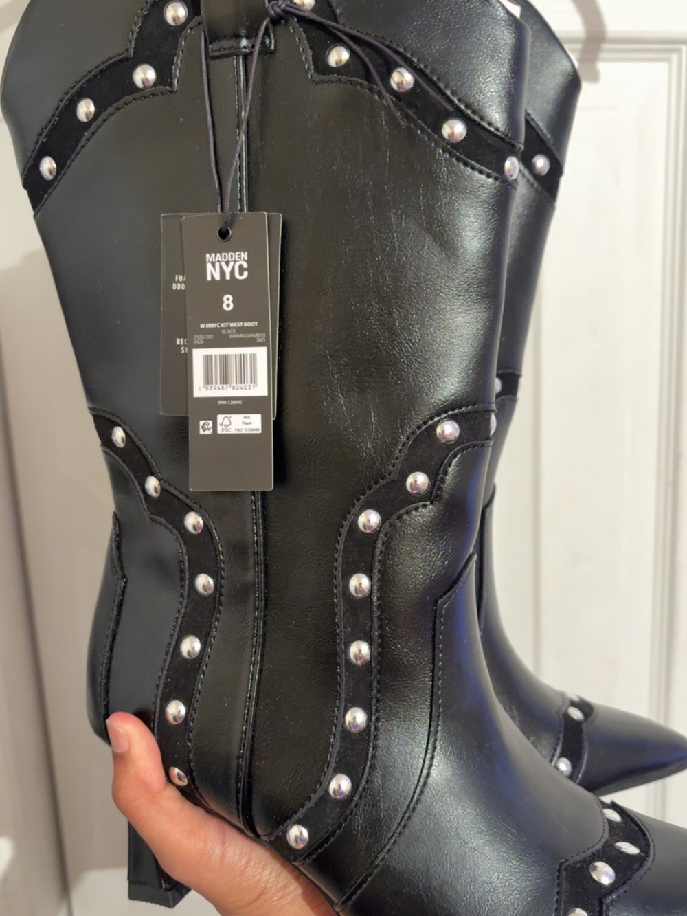 Madden NYC Black Studded Boots Size 8